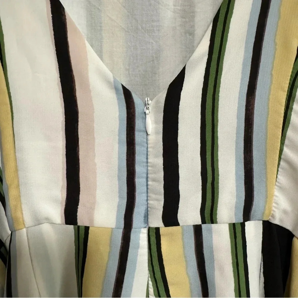 STRUT & BOLT Strappy V-neck Split Legs Multicolor Stripe Jumpsuit Size Medium - Picture 5 of 8